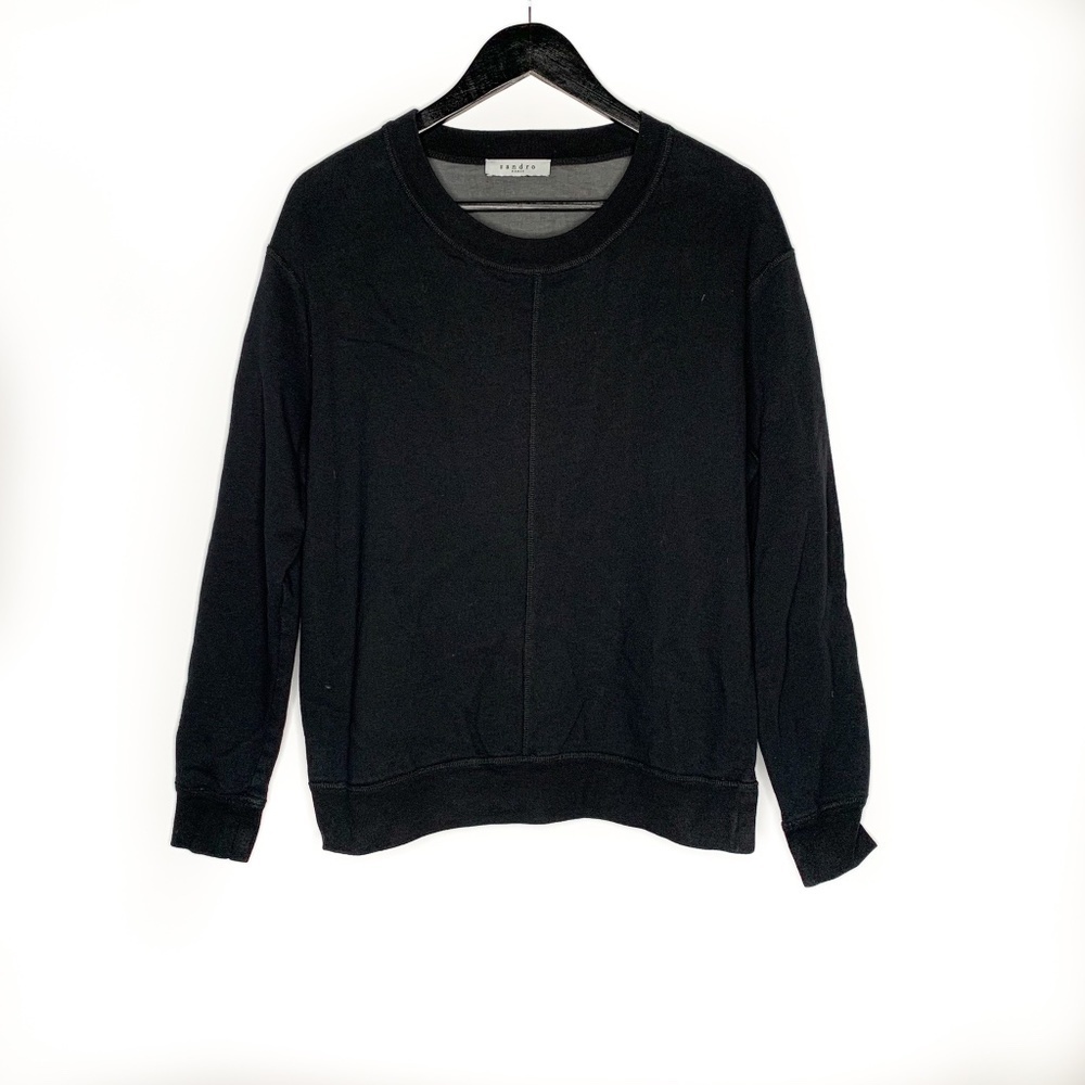 Sandro Paris Sweatshirt Sweater Black Long Sleeve Pullover Sweatshirt